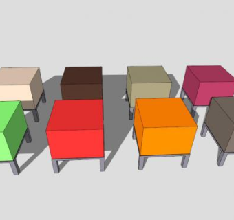 现代彩色凳子SU模型下载_sketchup草图大师SKP模型
