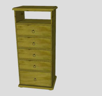 五个抽屉的电视柜SU模型下载_sketchup草图大师SKP模型