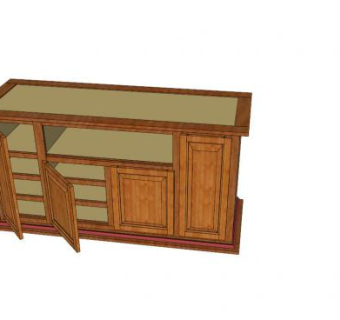 樱桃木中式电视柜SU模型下载_sketchup草图大师SKP模型