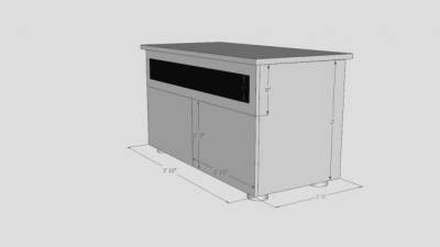 白色简约地柜式电视柜SU模型下载_sketchup草图大师SKP模型