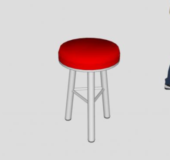 红色凳子SU模型下载_sketchup草图大师SKP模型