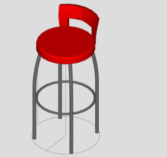 高脚红色吧椅酒吧凳子SU模型下载_sketchup草图大师SKP模型