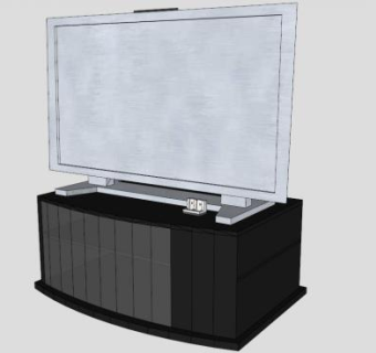 黑色简约大方电视柜SU模型下载_sketchup草图大师SKP模型