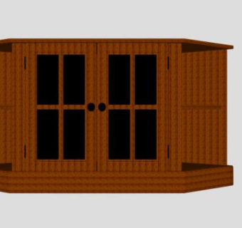 放在角落里的棕色电视柜SU模型下载_sketchup草图大师SKP模型