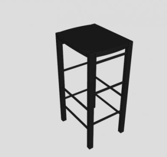 黑色方凳座椅SU模型下载_sketchup草图大师SKP模型