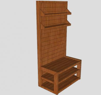 木质简约板架式电视柜SU模型下载_sketchup草图大师SKP模型