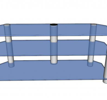 蓝色玻璃双层电视柜SU模型下载_sketchup草图大师SKP模型