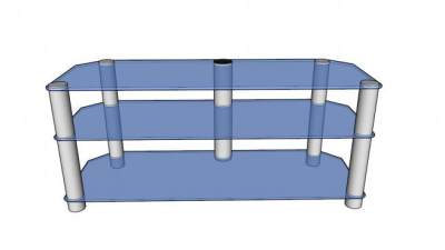 蓝色玻璃双层电视柜SU模型下载_sketchup草图大师SKP模型