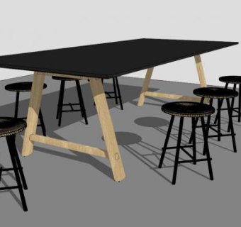 黑色南凳SU模型下载_sketchup草图大师SKP模型