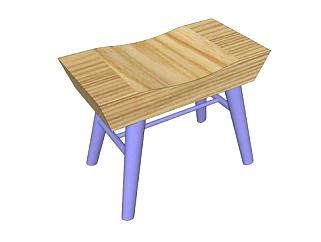 木质座椅凳子SU模型下载_sketchup草图大师SKP模型