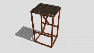 四角方凳酒吧凳SU模型下载_sketchup草图大师SKP模型