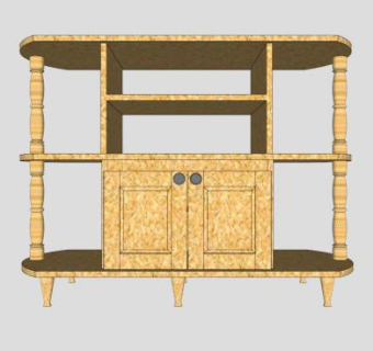 木质多层创意电视柜SU模型下载_sketchup草图大师SKP模型