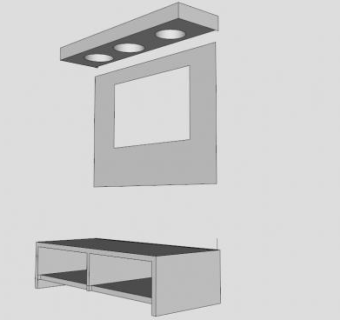 落地式白色电视柜SU模型下载_sketchup草图大师SKP模型