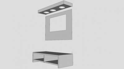 落地式白色电视柜SU模型下载_sketchup草图大师SKP模型