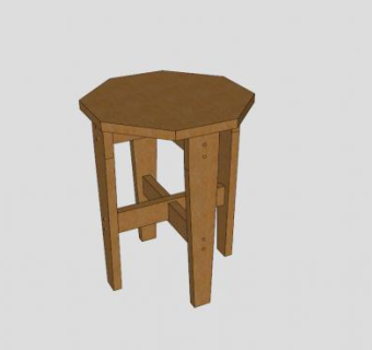 现代实木凳子SU模型下载_sketchup草图大师SKP模型