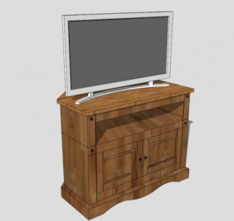 复古木制电视柜SU模型下载_sketchup草图大师SKP模型