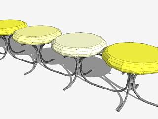 黄色凳子座椅SU模型下载_sketchup草图大师SKP模型