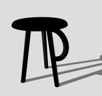 奶牛手柄黑色凳子SU模型下载_sketchup草图大师SKP模型