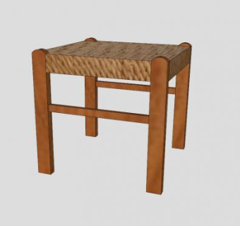 柚木背椅方凳SU模型下载_sketchup草图大师SKP模型
