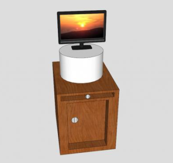 樱桃木的小型电视柜SU模型下载_sketchup草图大师SKP模型