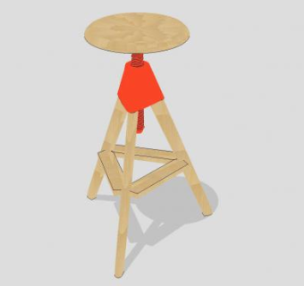 实木三角凳子SU模型下载_sketchup草图大师SKP模型