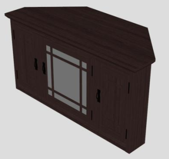 角落里复古电视柜SU模型下载_sketchup草图大师SKP模型