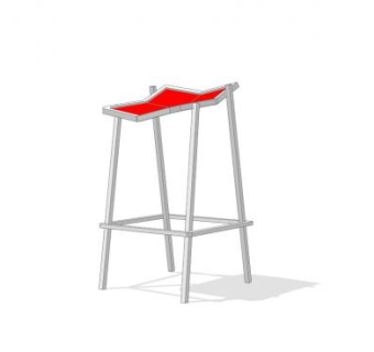 红色凳子方凳SU模型下载_sketchup草图大师SKP模型