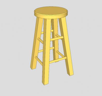 黄色凳子温莎式座椅SU模型下载_sketchup草图大师SKP模型
