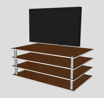 多层实木板电视柜SU模型下载_sketchup草图大师SKP模型