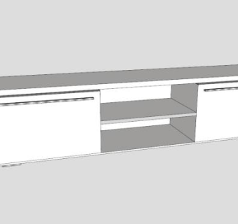 白色地柜式的电视柜SU模型下载_sketchup草图大师SKP模型