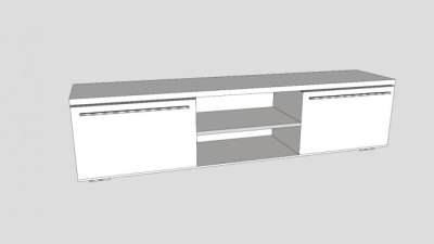 白色地柜式的电视柜SU模型下载_sketchup草图大师SKP模型