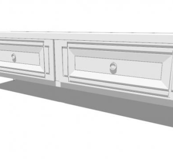 欧式带抽屉电视柜SU模型下载_sketchup草图大师SKP模型