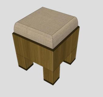 木头凳子软凳SU模型下载_sketchup草图大师SKP模型