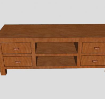 木制中式电视柜SU模型下载_sketchup草图大师SKP模型