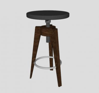 黑色凳子SU模型下载_sketchup草图大师SKP模型