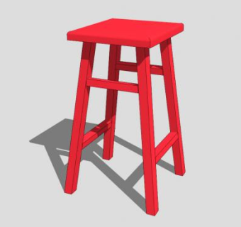 红色简易凳子SU模型下载_sketchup草图大师SKP模型