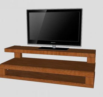 实木现代落地式的电视柜SU模型下载_sketchup草图大师SKP模型
