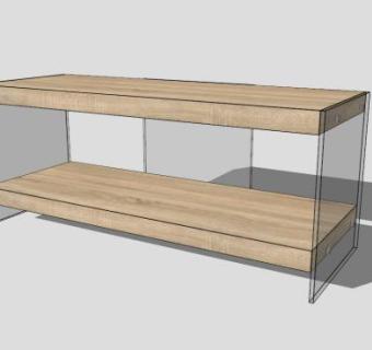 简约实木玻璃电视柜SU模型下载_sketchup草图大师SKP模型