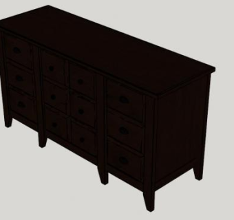 复古多抽屉电视柜SU模型下载_sketchup草图大师SKP模型