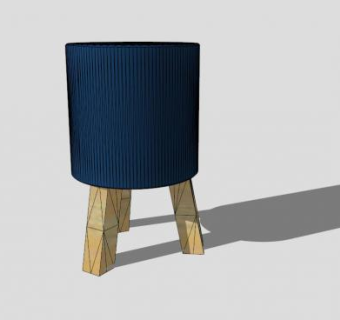 蓝色凳子橡木座椅SU模型下载_sketchup草图大师SKP模型