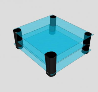 蓝色双层玻璃电视柜SU模型下载_sketchup草图大师SKP模型