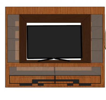 大型组合式电视柜SU模型下载_sketchup草图大师SKP模型