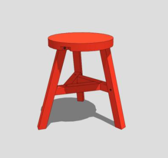 红色凳子座椅SU模型下载_sketchup草图大师SKP模型