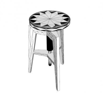 螺丝凳实木座椅SU模型下载_sketchup草图大师SKP模型