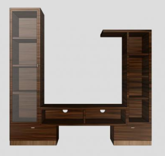 木质组合式的电视柜SU模型下载_sketchup草图大师SKP模型