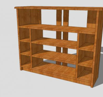 木制组合式简约电视柜SU模型下载_sketchup草图大师SKP模型