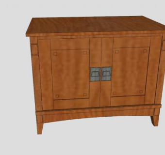 卧室小型棕色电视柜SU模型下载_sketchup草图大师SKP模型