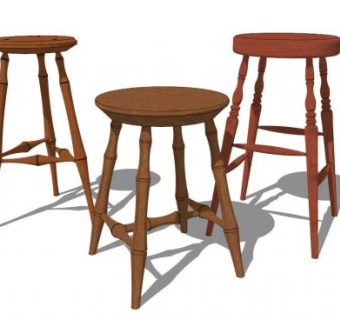 温莎实木凳子SU模型下载_sketchup草图大师SKP模型