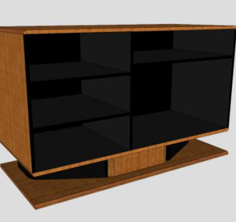 木质黑色玻璃电视柜SU模型下载_sketchup草图大师SKP模型