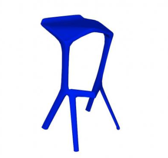 蓝色高脚吧椅SU模型下载_sketchup草图大师SKP模型